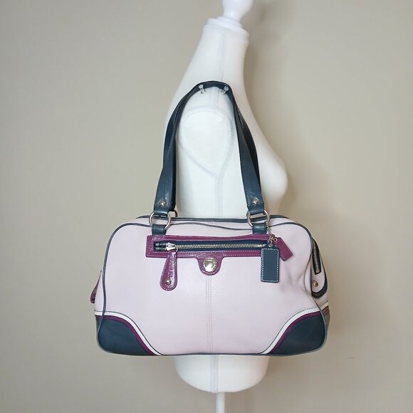 COACH Laura Pebbled Leather Large Satchel Purse Bag - Picture 12 of 14